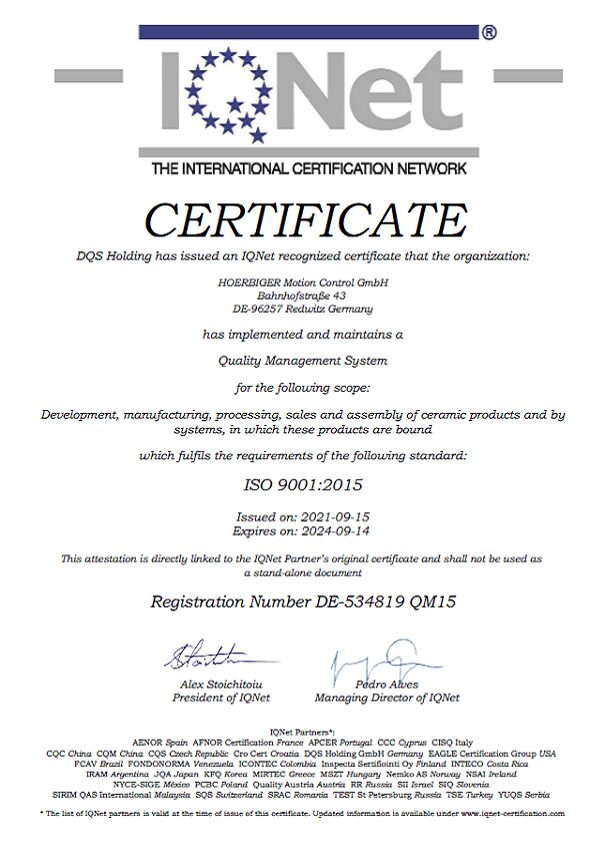 ISO9001 Certificate IQNET ENG 2024-09